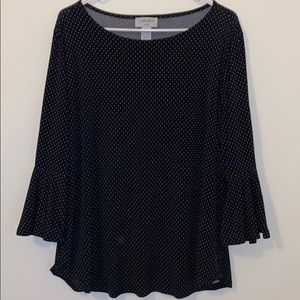 Black Blouse with Small White Dots
